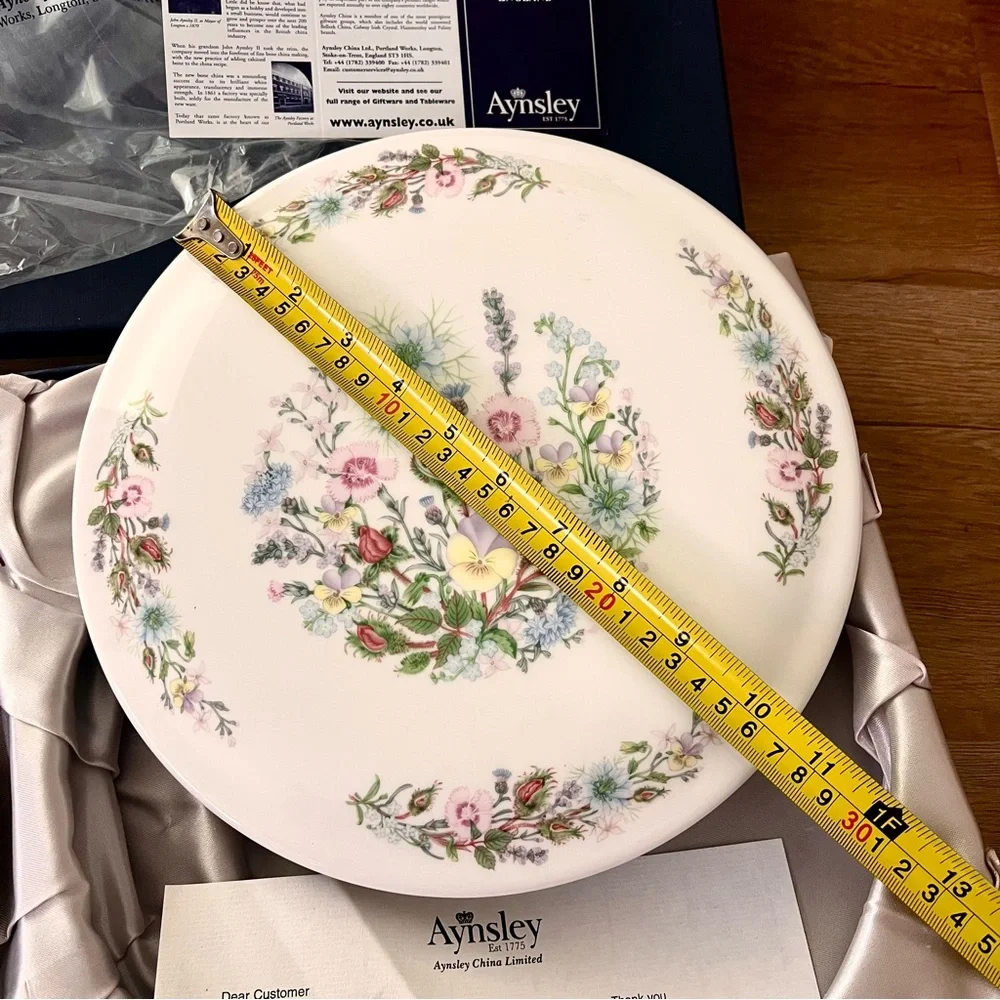 NIB Aynsley WILD TUDOR Fine Bone China Gateau Cake‎ Plate & Server Knife 10.5”